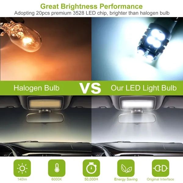 10Pcs 12V T10 LED Light Bulb Wedge Base Interior Dome Map LED Lights - Image 4