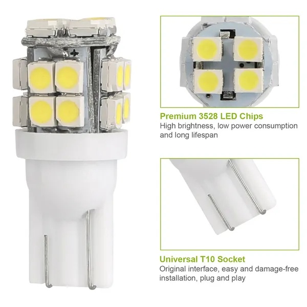 10Pcs 12V T10 LED Light Bulb Wedge Base Interior Dome Map LED Lights - Image 3