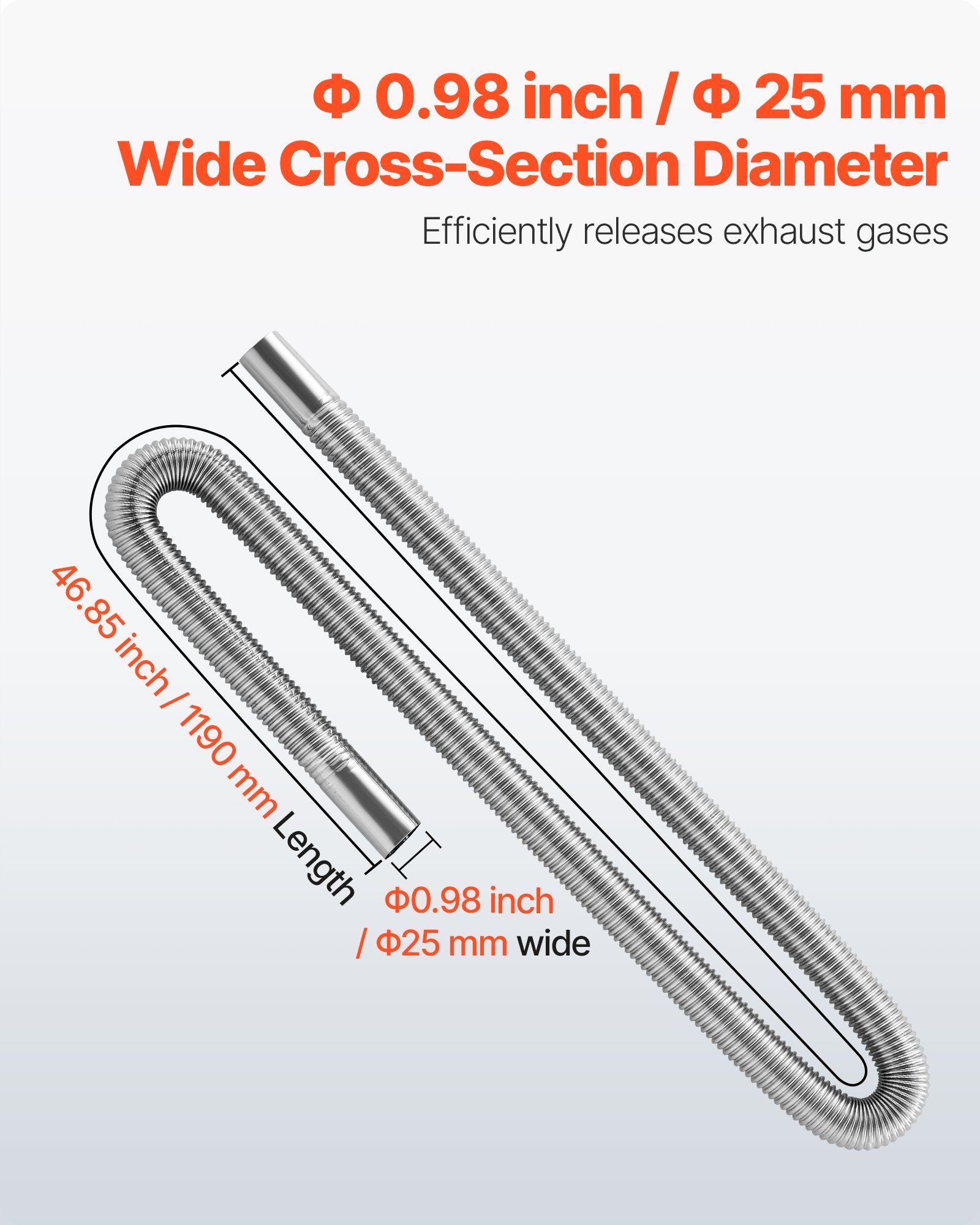 Exhaust Hose, 47.2 Inch Diesel Heater Flexible Exhaust Pipe, Stainless Steel Exhausts Hose With 2 Hose Clamps, Exhausts Hoses Kit Diesel Heater Accessories For 2KW 5KW 8KW Diesels Heaters - Image 4