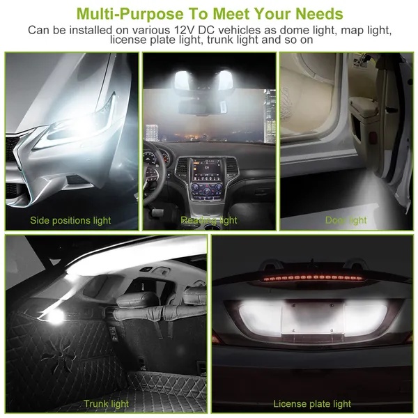 10Pcs 12V T10 LED Light Bulb Wedge Base Interior Dome Map LED Lights - Image 5