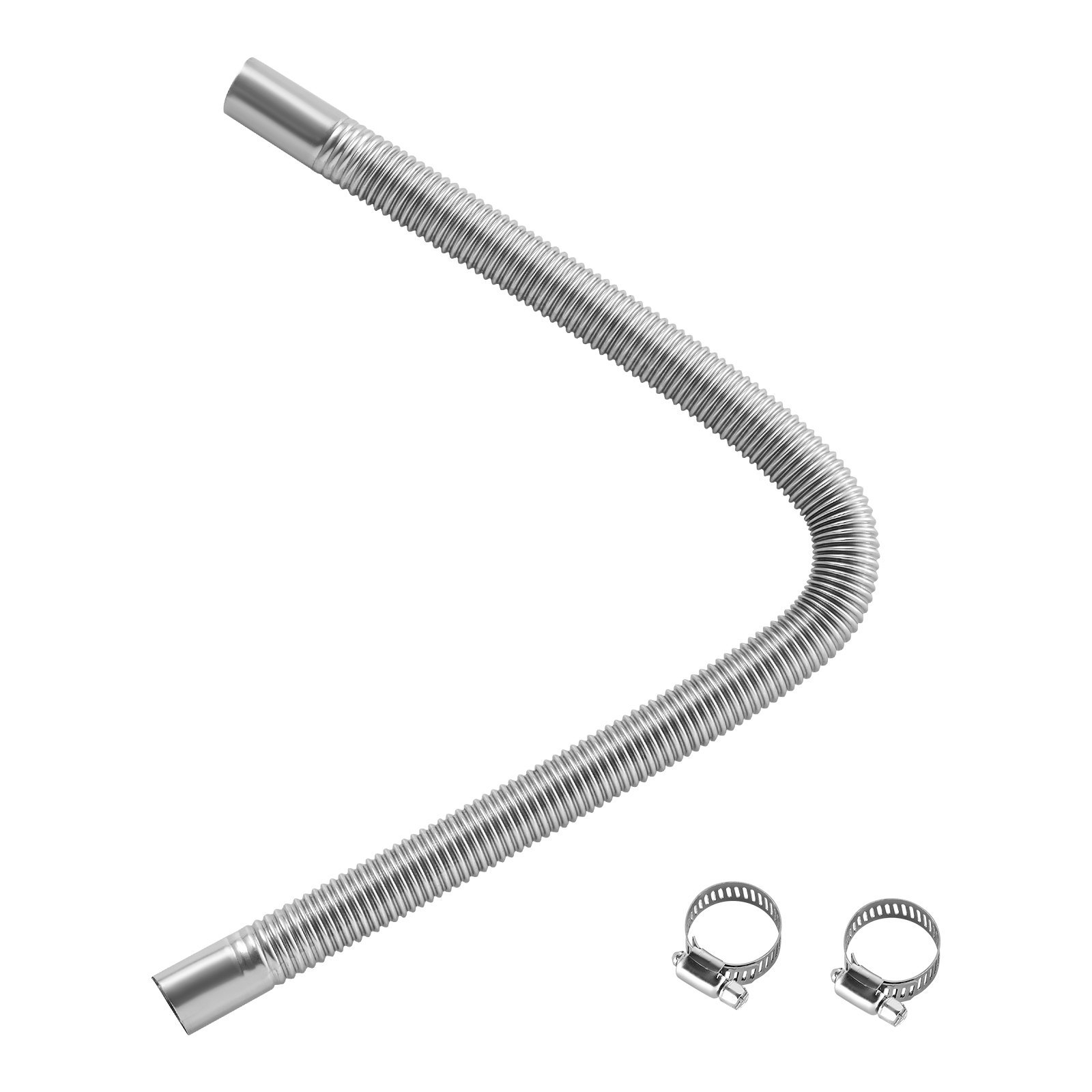 Exhaust Hose, 23.6 Inch Diesel Heater Flexible Exhaust Pipe, Stainless Steel Exhausts Hoses With 2 Hose Clamps, Air Diesel Parking Heater Exhausts Hoses Line For 2KW 5KW 8KW Diesels Heaters