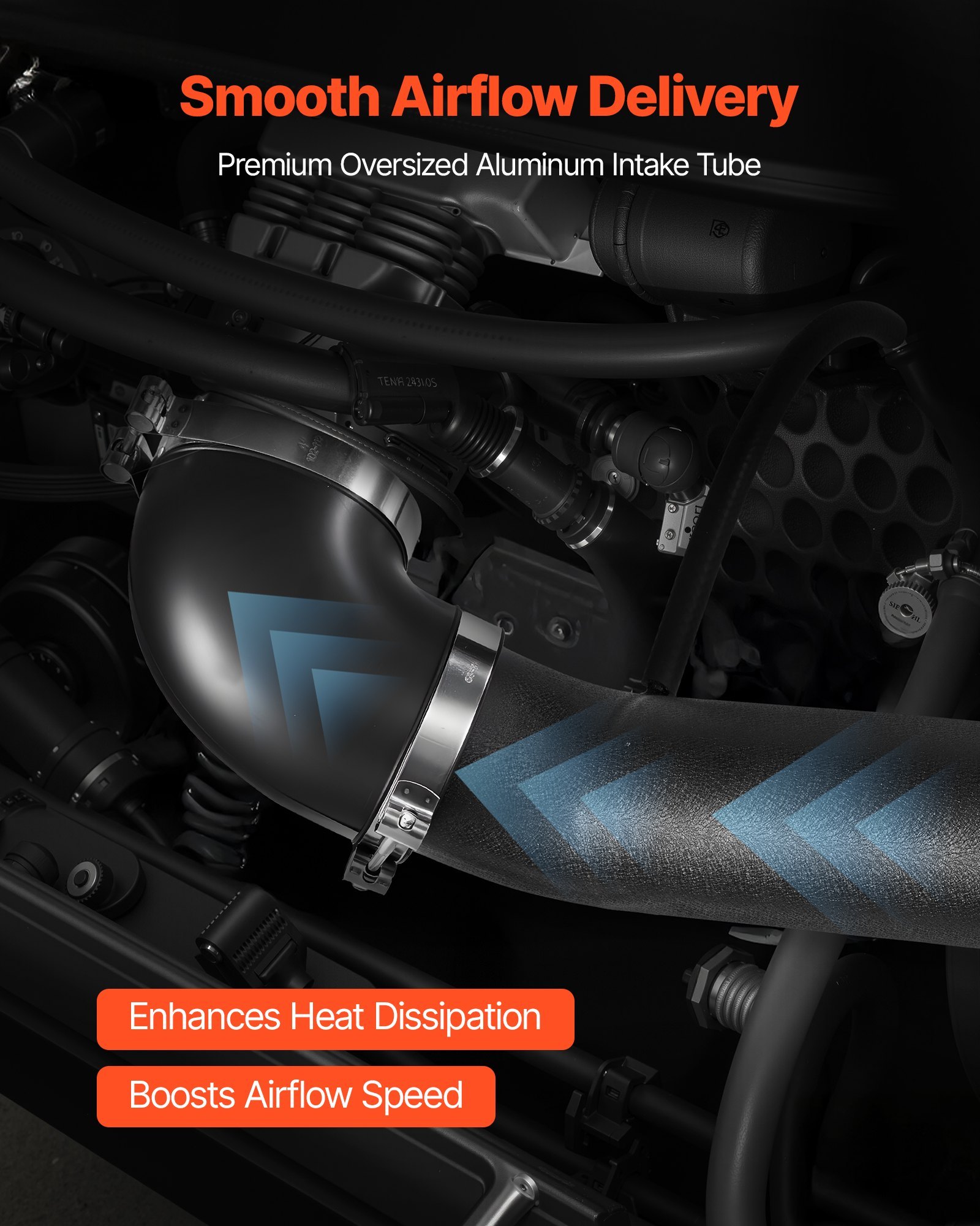 Cold Air Intake, 3.5 Inch Cold Air Intake System + Heat Shield Compatible With 2007-2008 Cadillac Escalade, Chevy Silverado/Suburban, GMC Sierra/Yukon, High Flow Filter Kit Improve Horsepower - Image 5