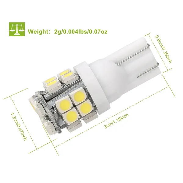 10Pcs 12V T10 LED Light Bulb Wedge Base Interior Dome Map LED Lights - Image 2