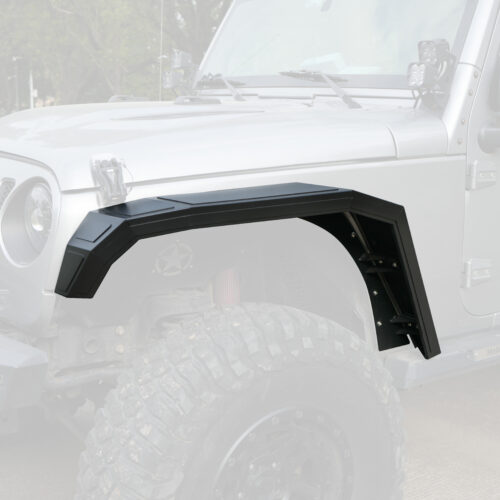 Rear Fender Flares Compatible With 2007-2018 Wrangler JK 4 2Door Off-Road Mud Guards Wheel Flares Liner Lights 4PCS JK Front Steel Fenders Requires Professional Installation & Body Drilling