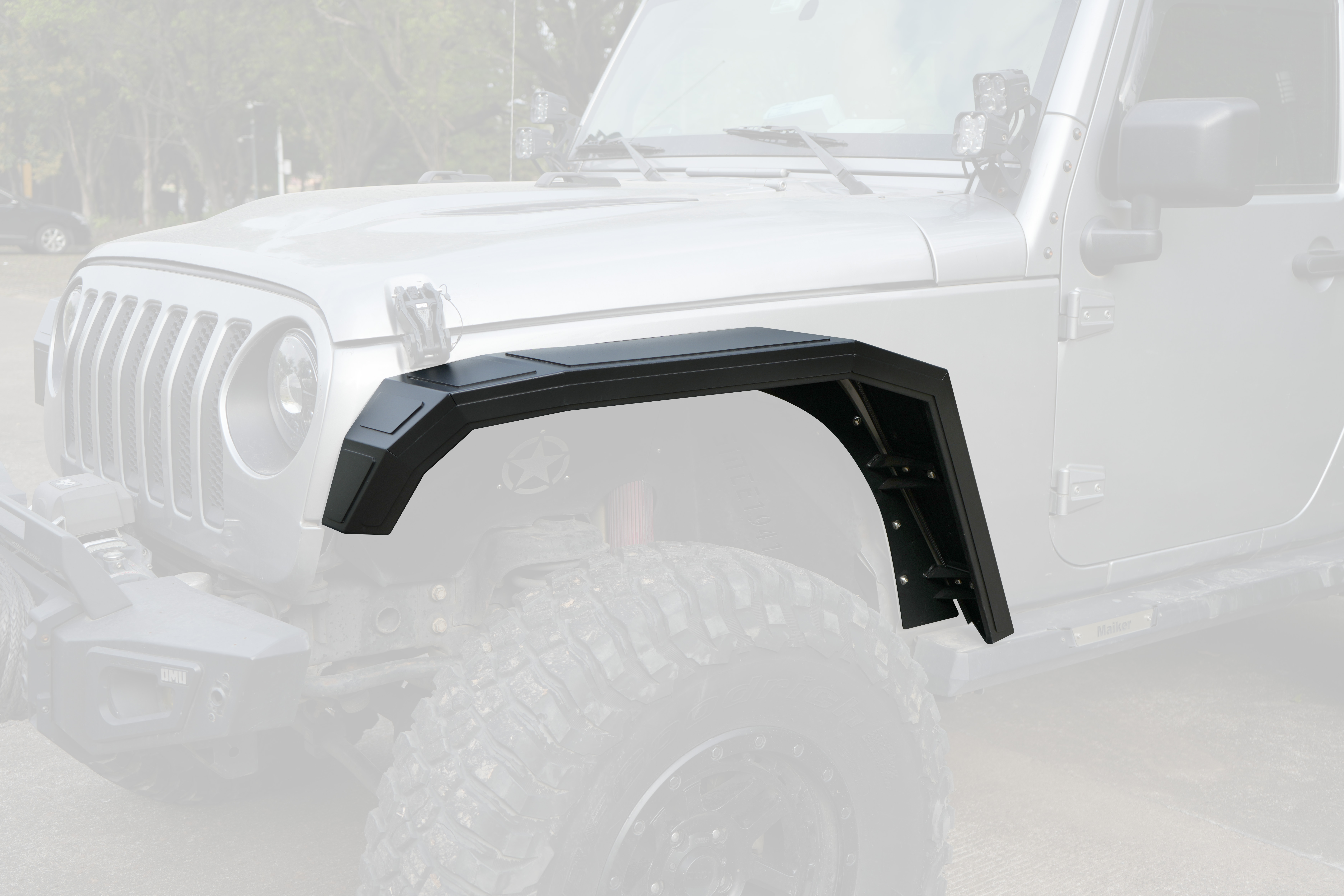 Rear Fender Flares Compatible With 2007-2018 Wrangler JK 4 2Door Off-Road Mud Guards Wheel Flares Liner Lights 4PCS JK Front Steel Fenders Requires Professional Installation & Body Drilling