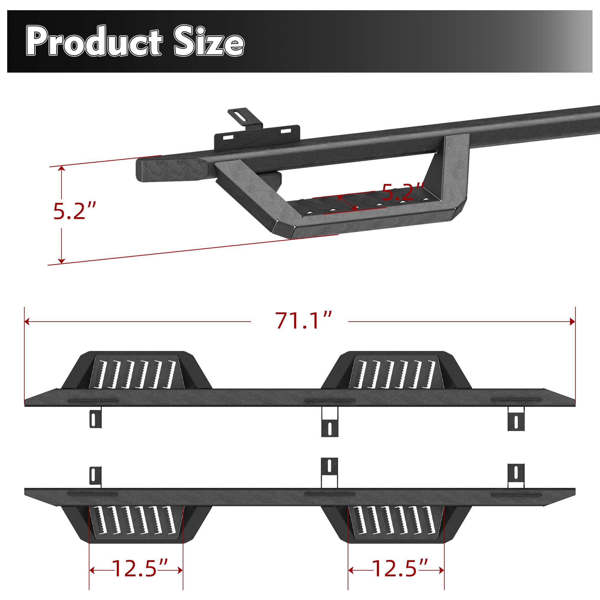 Bars Running Boards Compatible With Wrangler JK 4 Doors - Image 9