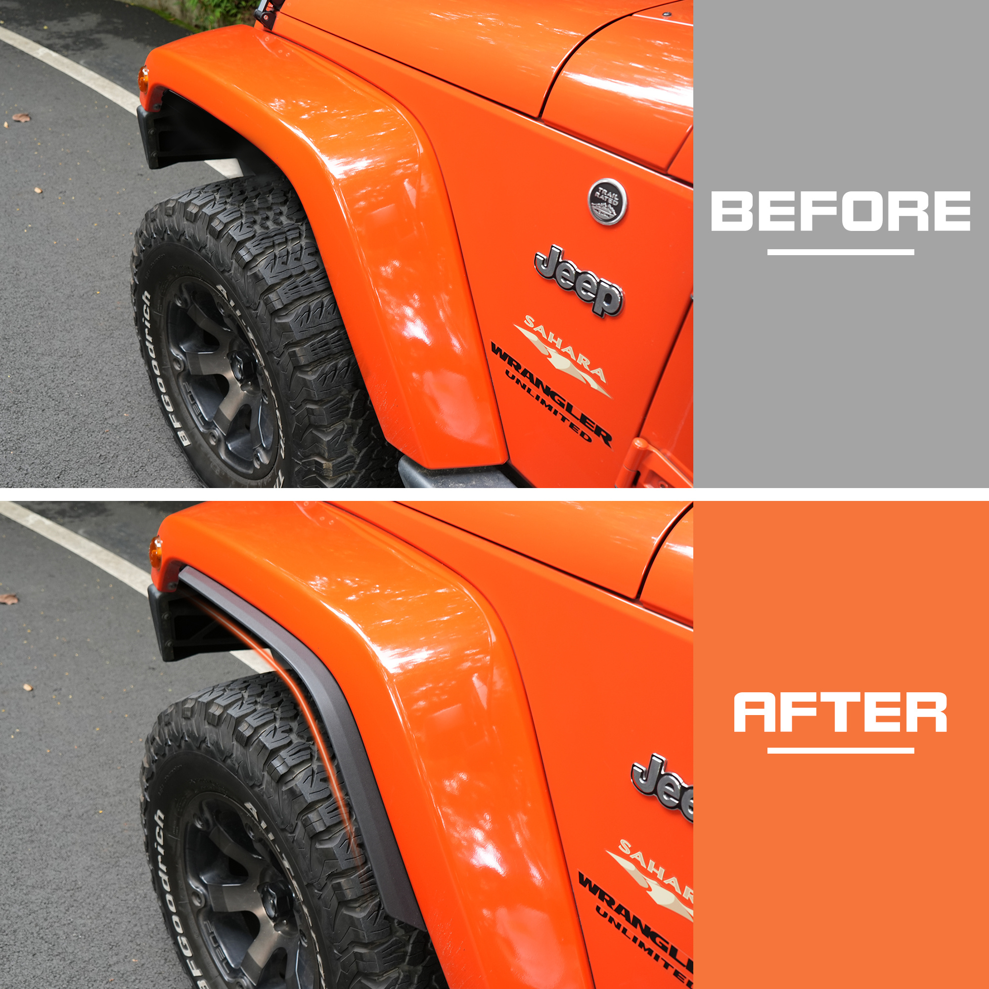 Front & Rear Fender Flares Compatible With 2007-2017 Wrangler JK JKU, Off-Road Wheel Flares Liner 4 PCS - Image 4
