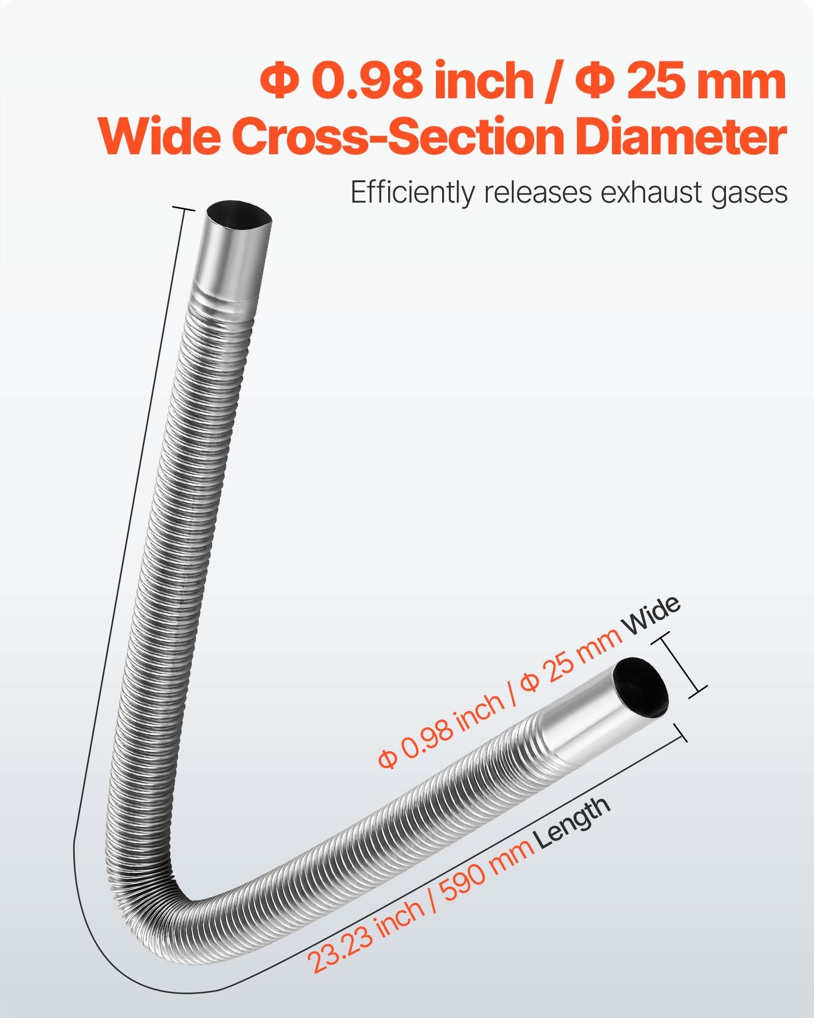 Exhaust Hose, 23.6 Inch Diesel Heater Flexible Exhaust Pipe, Stainless Steel Exhausts Hoses With 2 Hose Clamps, Air Diesel Parking Heater Exhausts Hoses Line For 2KW 5KW 8KW Diesels Heaters - Image 4