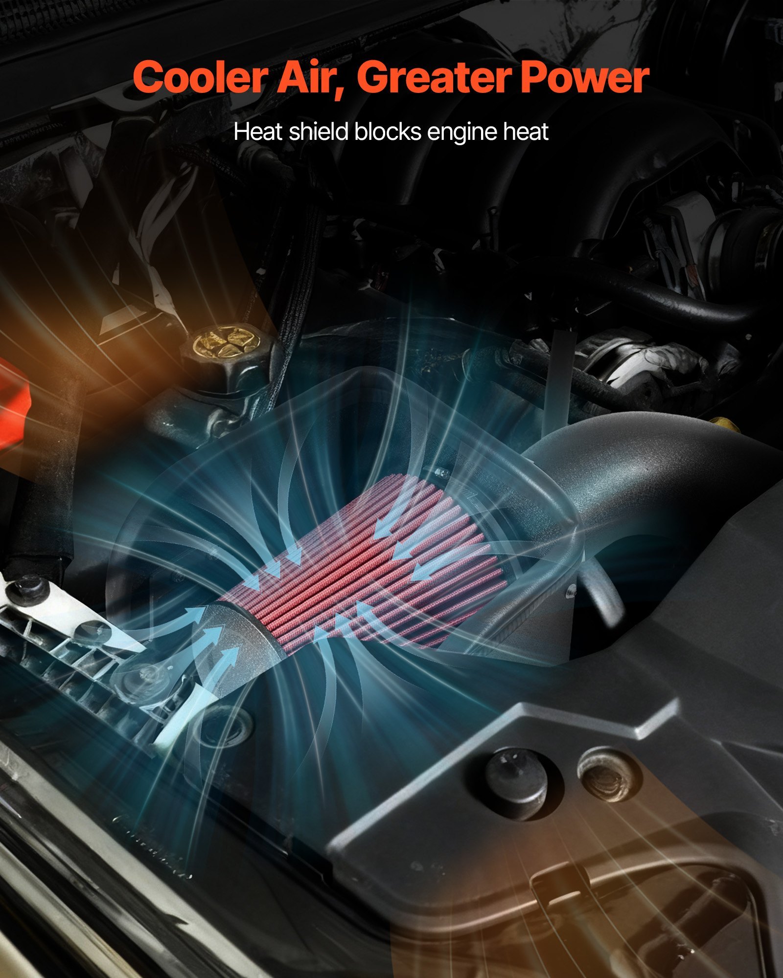 Cold Air Intake, 3.94 Inch Cold Air Intake System + Heat Shield Compatible With 2009-2018 Dodge Ram 1500, 2013-2018 Ram 2500/3500 5.7L, High Flow Filter Kit Improve Horsepower/Throttle Response - Image 2